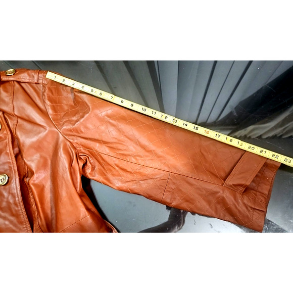 Brown Leather Trench Coat by Milan BRAND NEW WITH TAGS - Picture 11 of 11